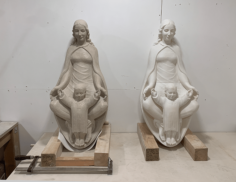 Mary and Her Child Jesus - The Remaking of the Madonna and Child, originally sculpted by A. J. Poole FRBS