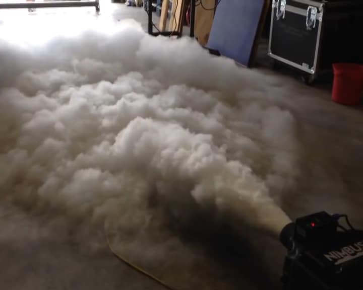 Close up of smoke machine in a record store, part of an installation by John Lawrence for Residency in a Record Store